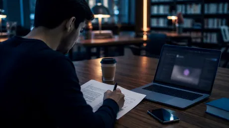 A person reading about Tor's legality while seated at a library table.