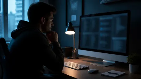 A user carefully adjusts Tor proxy settings on a desktop computer in a modern home office.