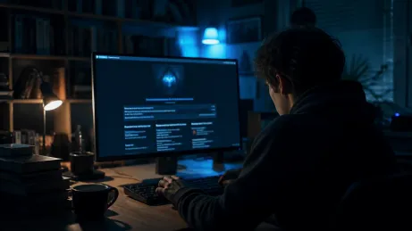 A user is actively exploring the Hidden Wiki on a desktop computer in a cozy room.