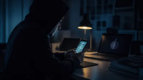 A user is carefully examining a smartphone displaying the Hidden Wiki APK interface.